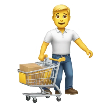 white man is going with product cart sticker