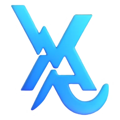 minimalist 3D logo with blue gradient sticker