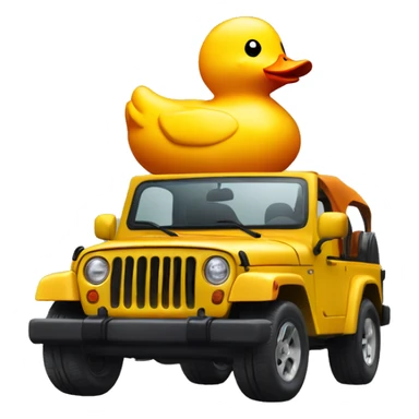 yellow rubber duck driving a orange jeep sticker