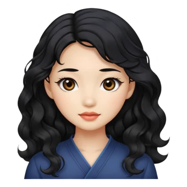 Beautiful girl,Black hair,wavy hair，long hair,Black eyes,Chinese sticker