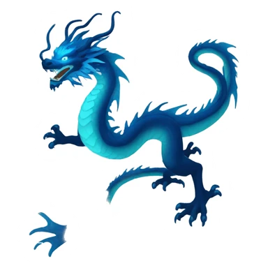 blue chinese dragon, full body silhouette, blue energy sticker