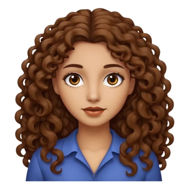 mujer morena cabello rizado largo castaño, ojos oscuros sticker