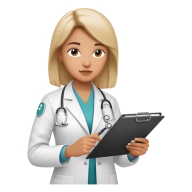 woman medic signing contract for job sticker