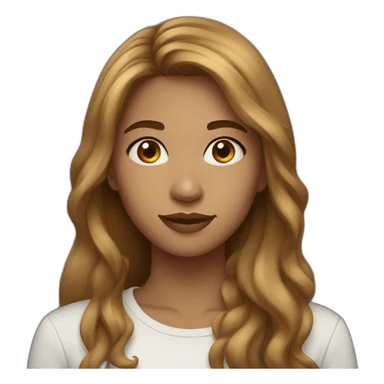 20 year old woman with long light brown hair and long face with olive skin color  sticker