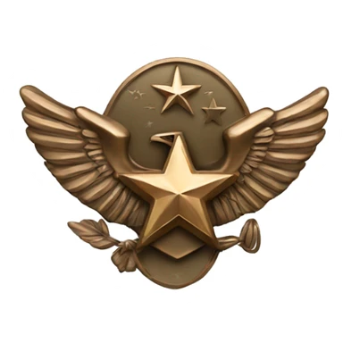 Bronze military badge with stars and an eagle sticker