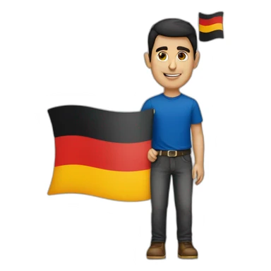 Armenian guy with the german flag at the hand sticker