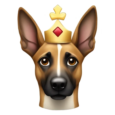 A malinois harlequin color, with a crown on his head sticker