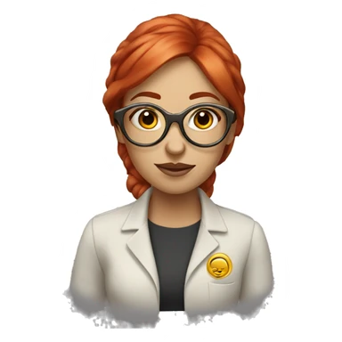 A girl therapist with red hair and round gold glasses sticker