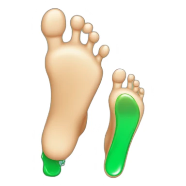 Feet with green varnish sticker