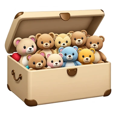 Beige toy box filled with stuffed animals  sticker