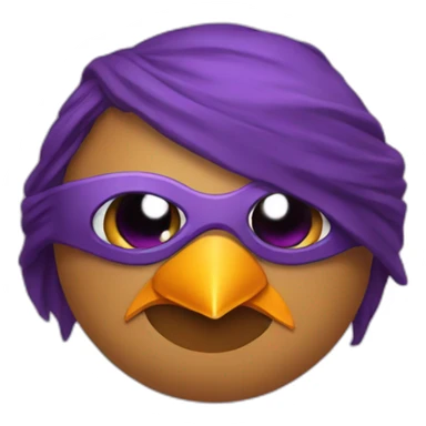 Robin with a purple eye mask sticker