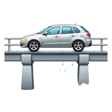 car falling off bridge in the rain sticker