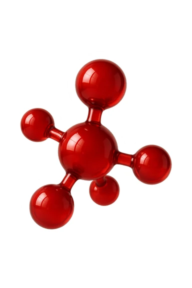 molecola chimica rossa, iperrealistico 4k, isolato su sfondo bianco, iperrealistico 4k, isolato su sfondo bianco sticker