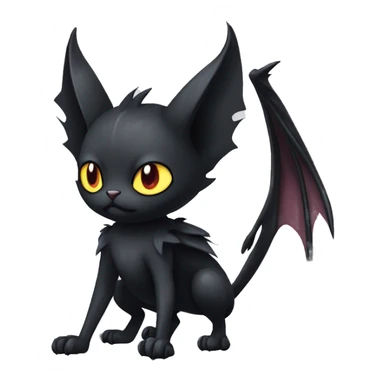 Black Edgy Gothic Bat-winged Litten-Bat-cat-Fakemon full body sticker