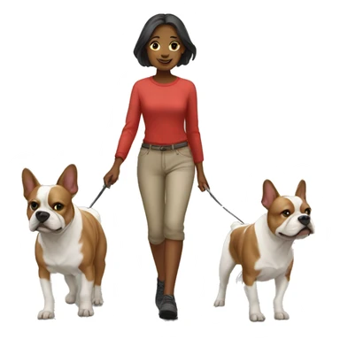 Girl walking two french buldogs sticker