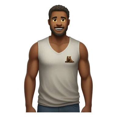 Grizzly bear in sleeveless shirt indoors sticker