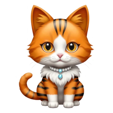 orange striped cat figure skating rhinestone outfit sticker