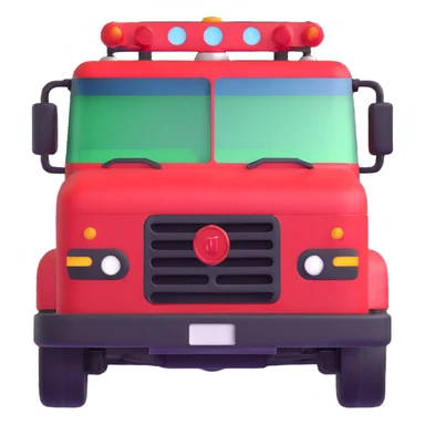 red and black fire truck, front view sticker