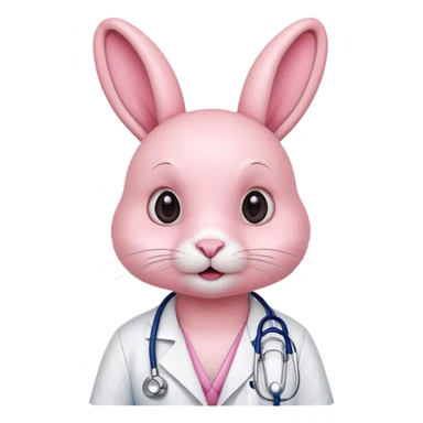 Un conejo rosajo con expresión adorable y un estetoscopio  sticker