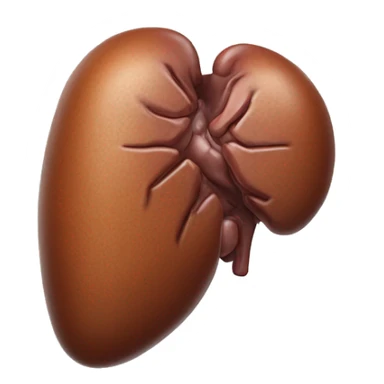 “A realistic image of a human liver, showing its smooth, reddish-brown texture, with clear anatomical details, and subtle shading to highlight its shape and depth.” sticker