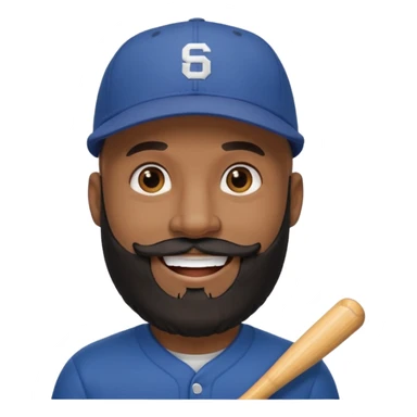 Dark Medium skin bald man with long black beard backwards baseball hat  sticker