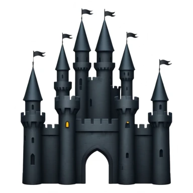 iOS emoji, minimal dark fantasy, black castle silhouette, flat sticker