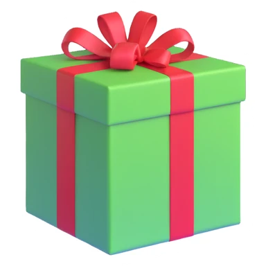 gift box, green with red ribbon sticker