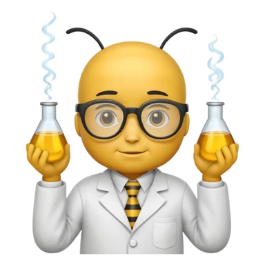 a bee, dressed up as a scientist sticker