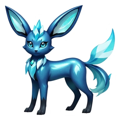 Shiny Edgy Badass Dark Gothic Glittery Ethereal Sparkly Glaceon-Amaura-Aurorus-Fakémon-hybrid-creature (full body)  sticker