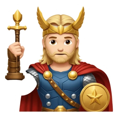 The hero Thor proudly holds the balance of justice in his raised hand. sticker