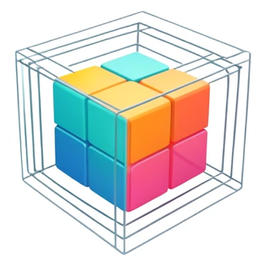 Create an emoji for 3D visualization and modeling. Show a 3D object (e.g., a cube or geometric shape) with wireframe lines or a 3D modeling tool interface. Use modern, professional colors. Do not include any emojis or smiley faces. Make the background transparent. sticker