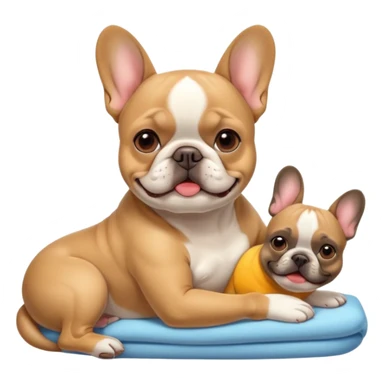 french buldog getting massage sticker