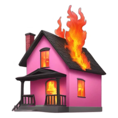 pink house on fire sticker