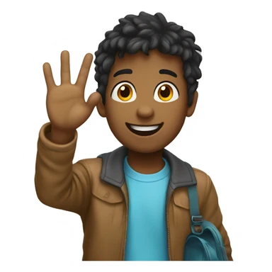 boy waving hi sticker