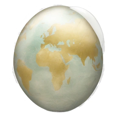 pearl stone with map of world etched into the pearl sticker