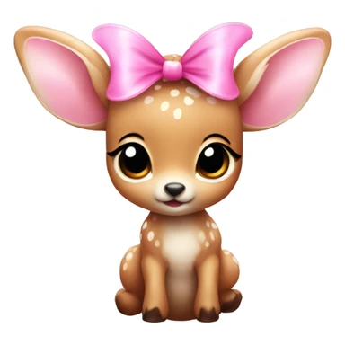 baby deer with fairy wings and a pink bow around its neck  sticker