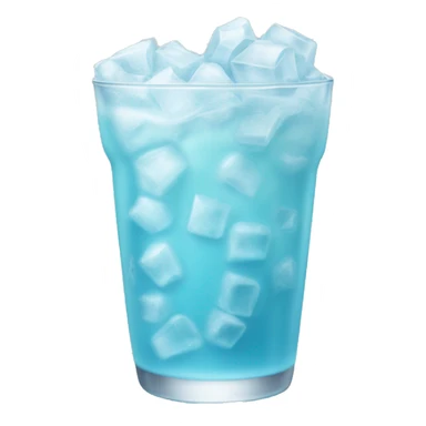 pastel blue drink with lots of ice and frosted glass sticker
