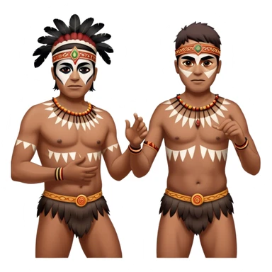 Cinematic Realistic scene of two indigenous male aboriginals performing an Aboriginal Corroboree, adorned in traditional body paint, A corroboree is an Australian Aboriginal ceremonial meeting. It usually includes celebration of Aboriginal mythology and spirituality, which is based in the Dreaming sticker