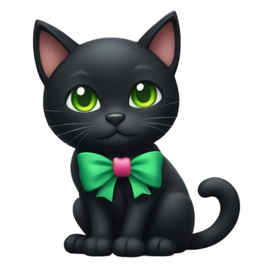Black cat with green eyes with a bow around its neck sticker