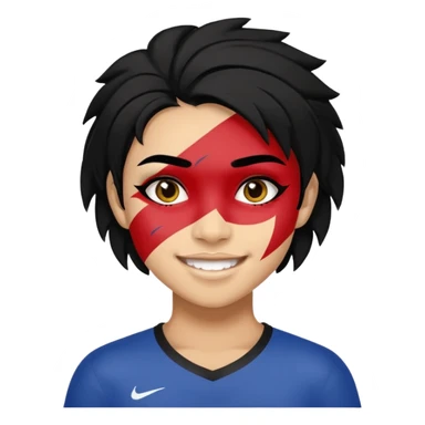 A black hair teen supporter with bold full-face paint, smiling with fierce team spirit. sticker