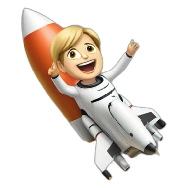 Merkel on a rocket sticker