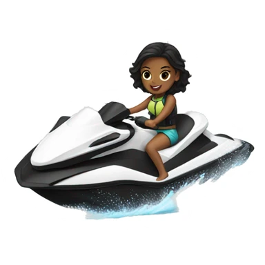 black haired girl white riding jet ski sticker