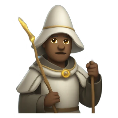 pilgrim with a staff and a halo of light sticker