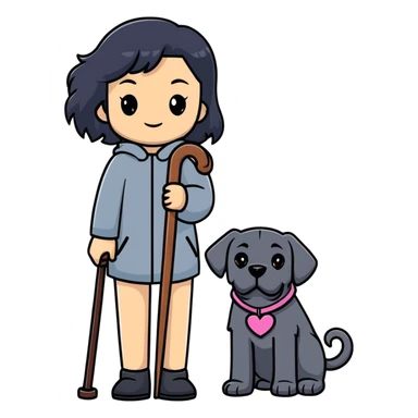 girl with long black hair hugging a black Cane Corso dog sticker