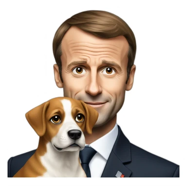 emmanuel macron with a dog sticker