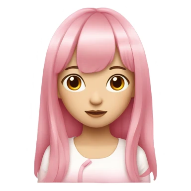 teenage Asian girl with long pink hair with bangs sticker