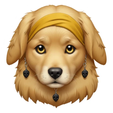 Sad golden retriever dog, depressed, emo, wearing goth accessories sticker