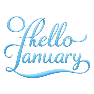 Light Blue “ hello January “ word in cursive sticker