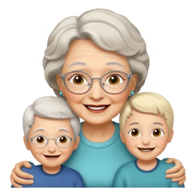 Grandma and grandkids sharing a joyful moment sticker