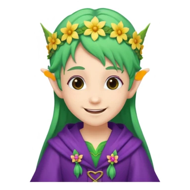 green hair elves, wearing purple with flower crowns sticker